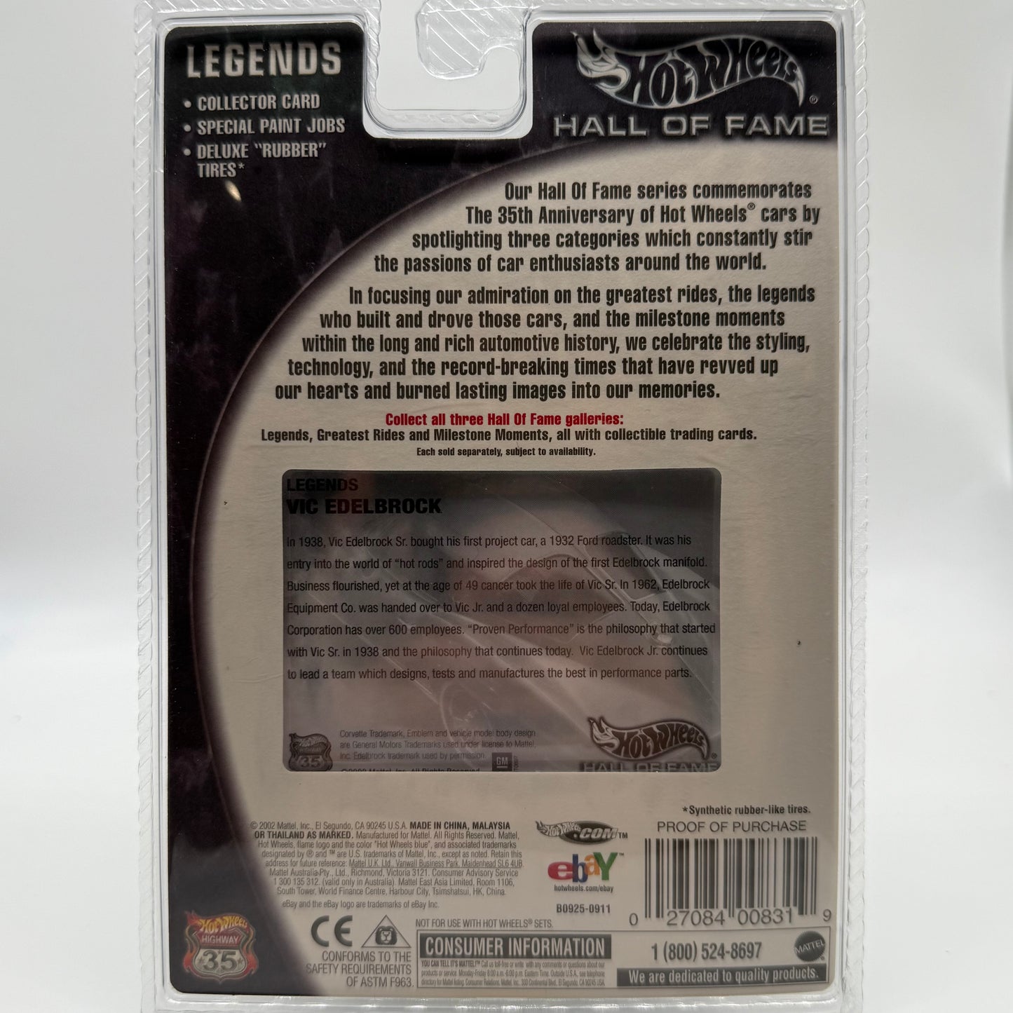 Corvette Stingray Legends - HALL OF FAME Vic Edelbrock 2002 Release Hotwheels