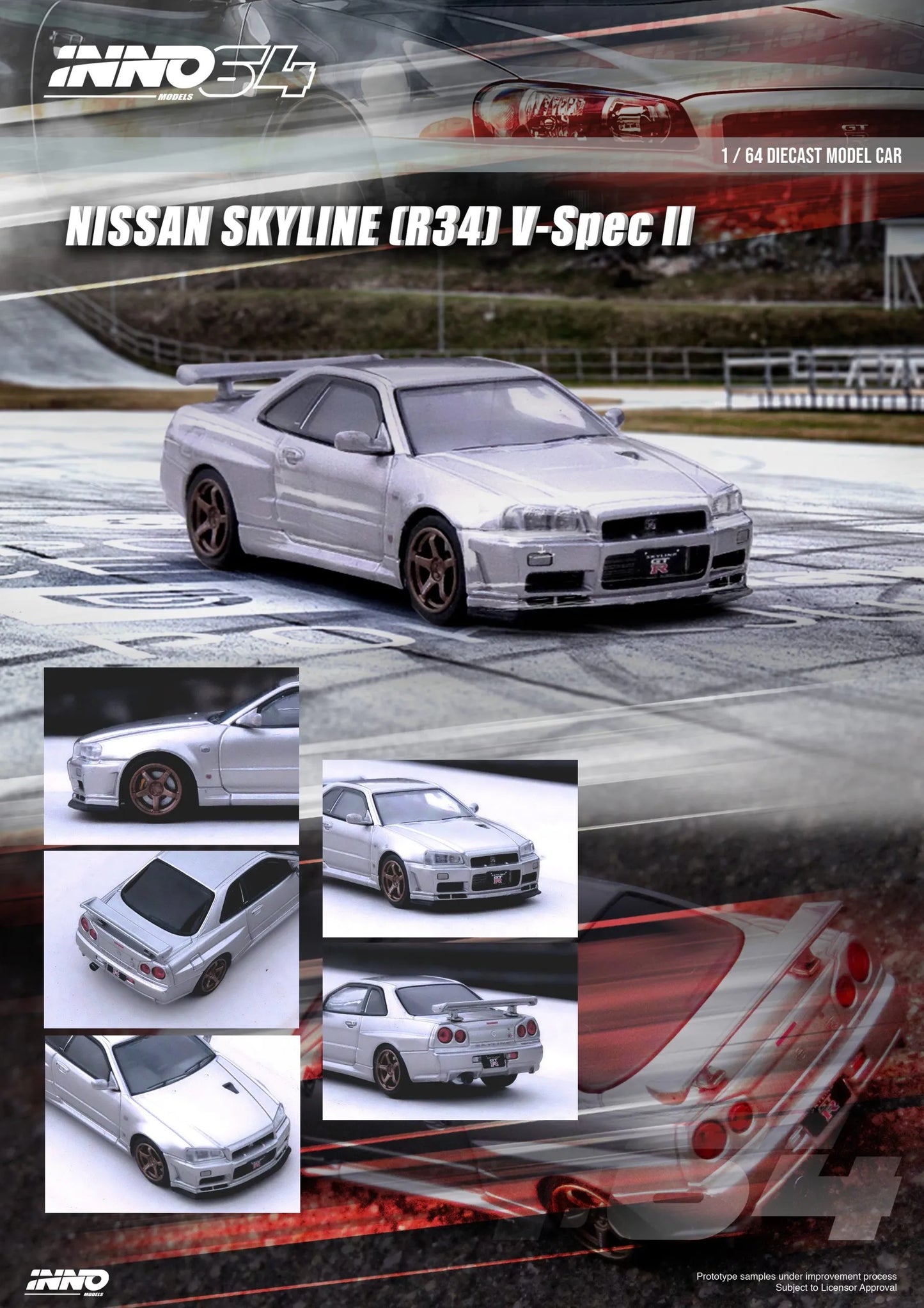 Nissan Skyline GT-R (R34) V-Spec II Silver – INNO64