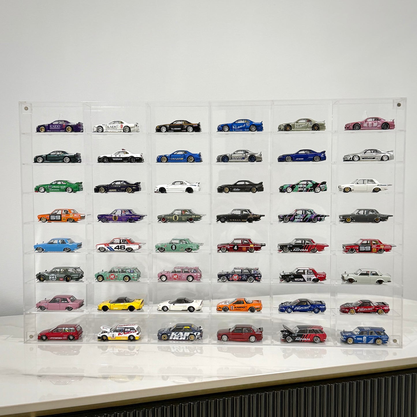 (PRE-ORDER) Premium Acrylic Display Case (Fits 48 Cars) Wall-Mount ready for Hotwheels & Diecast