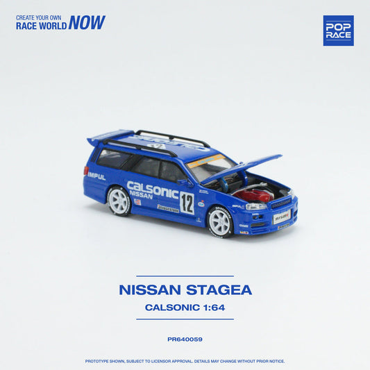 NISSAN STAGEA W/R34 GTR SKYLINE FRONT (CALSONIC) POP RACE 1:64