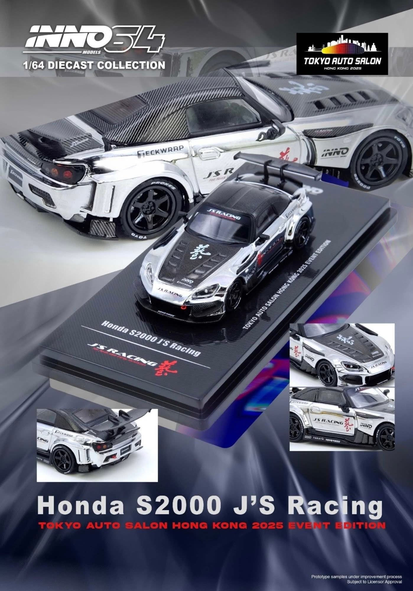 HONDA S2000 J'S RACING (CHROME SILVER/CARBON) TASHK EXPO 2025 - INNO64