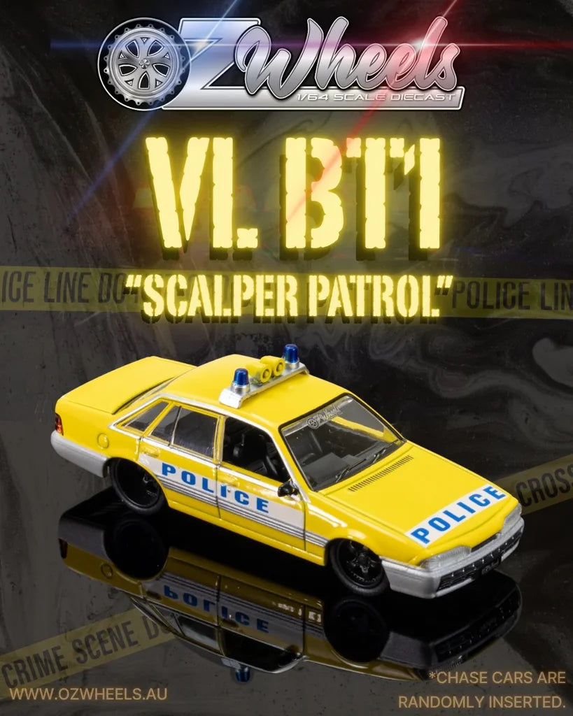 HOLDEN VL COMMODORE BT1 -- YELLOW "SCALPER PATROL" -- OZ WHEELS FSD 1:64
