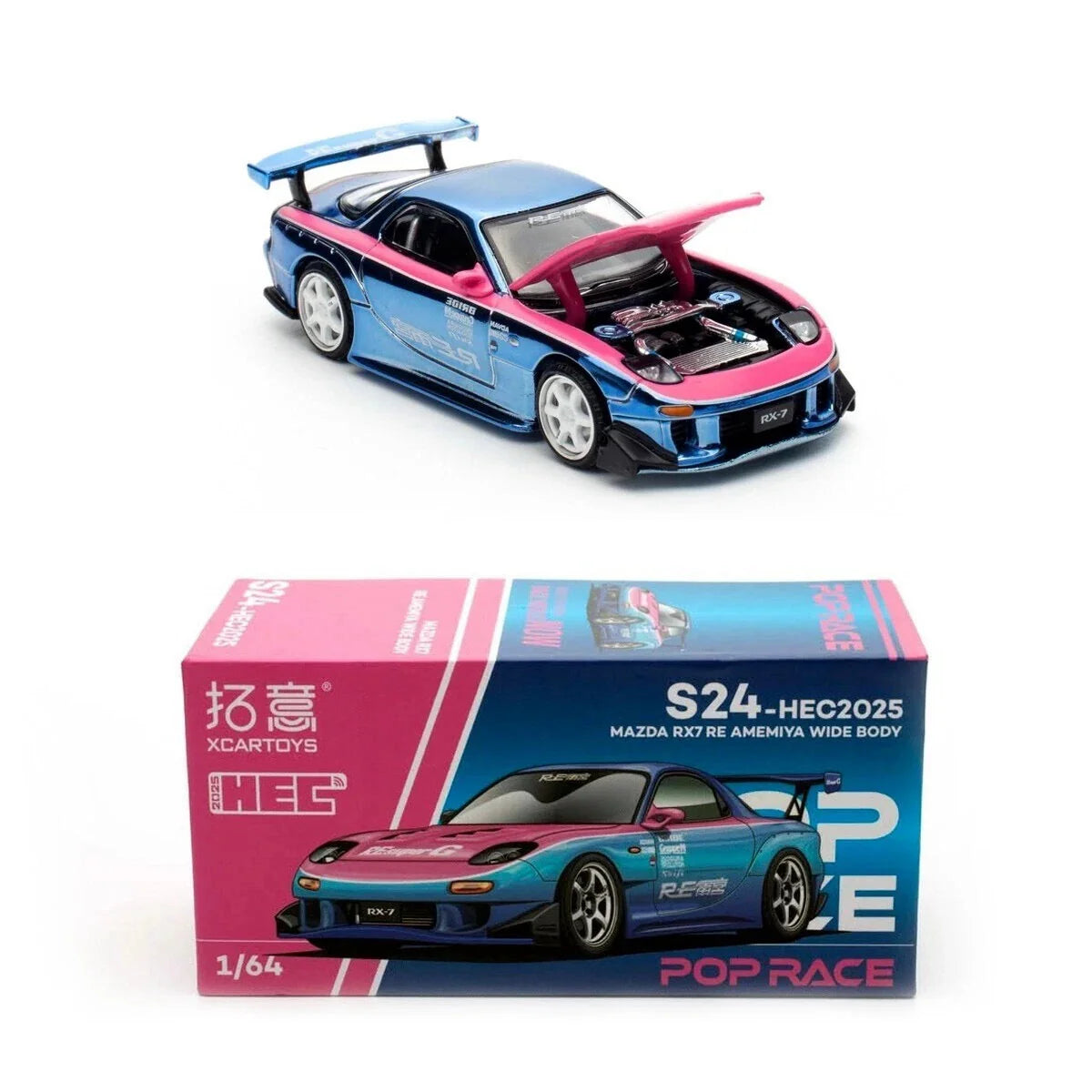 RE-Amemiya Mazda RX-7 Blue Pink Chrome 2025 HEC Hobby Expo China - Pop Race 1:64