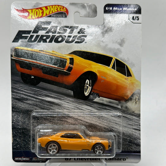 ‘67 Chevrolet Camaro 1/4 Mile Muscle 4/5 Fast & Furious Hotwheels Premium 1:64