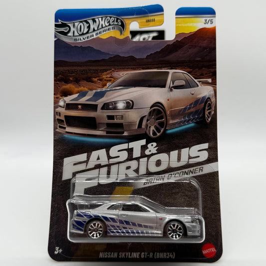 Nissan Skyline GT-R (BNR34) - FAST & FURIOUS Brian O’Conner Set Hotwheels Silver Series