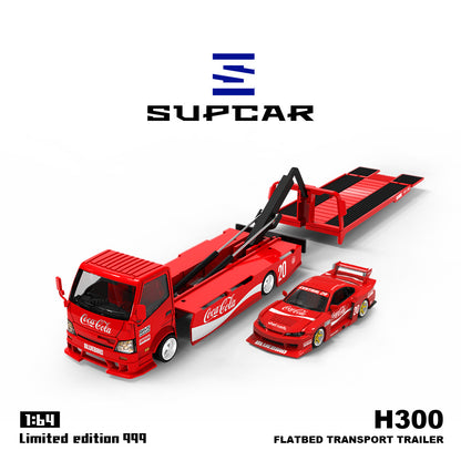 Nissan S15 LBWK & Transport Trailer Coca Cola Set - *LIMITED TO 999pcs* Supcar H300