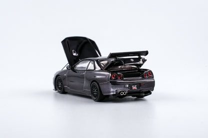 Nissan R34 GTR (Electroplating Black) - Exhibition Launch *LIMITED TO 999pcs* Aurora Model 1:64
