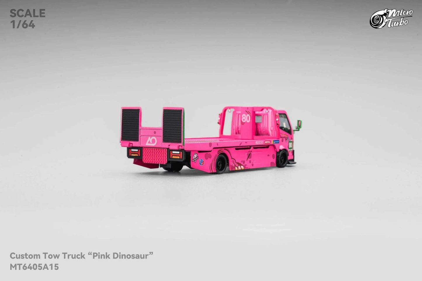 Custom Flat Bed Tow Truck Dino Pink - Mega Gear 1:64