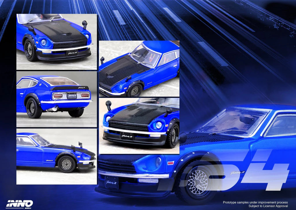NISSAN FAIRLADY 240Z (S30)  BLUE W/CARBON HOOD - INNO64