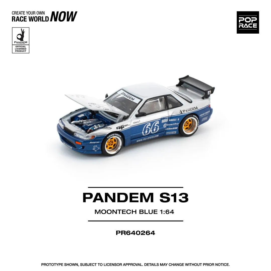 Pandem Nissan Silvia S13 Moontech Blue - POP RACE 1:64