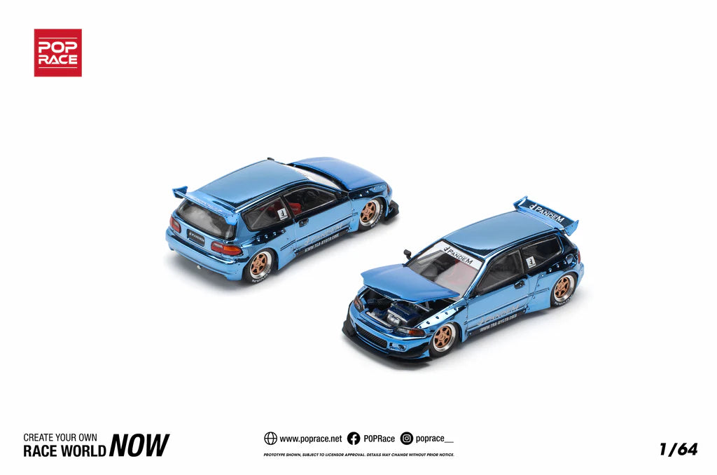 HONDA CIVIC EG6 PANDEM BLUE CHROME POP RACE