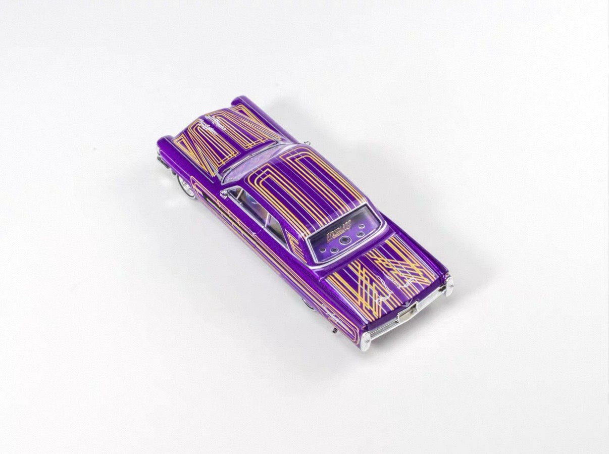 1964 Cadillac Coupe Deville Purple - LOWRIDER (Posable) 97m 1:64