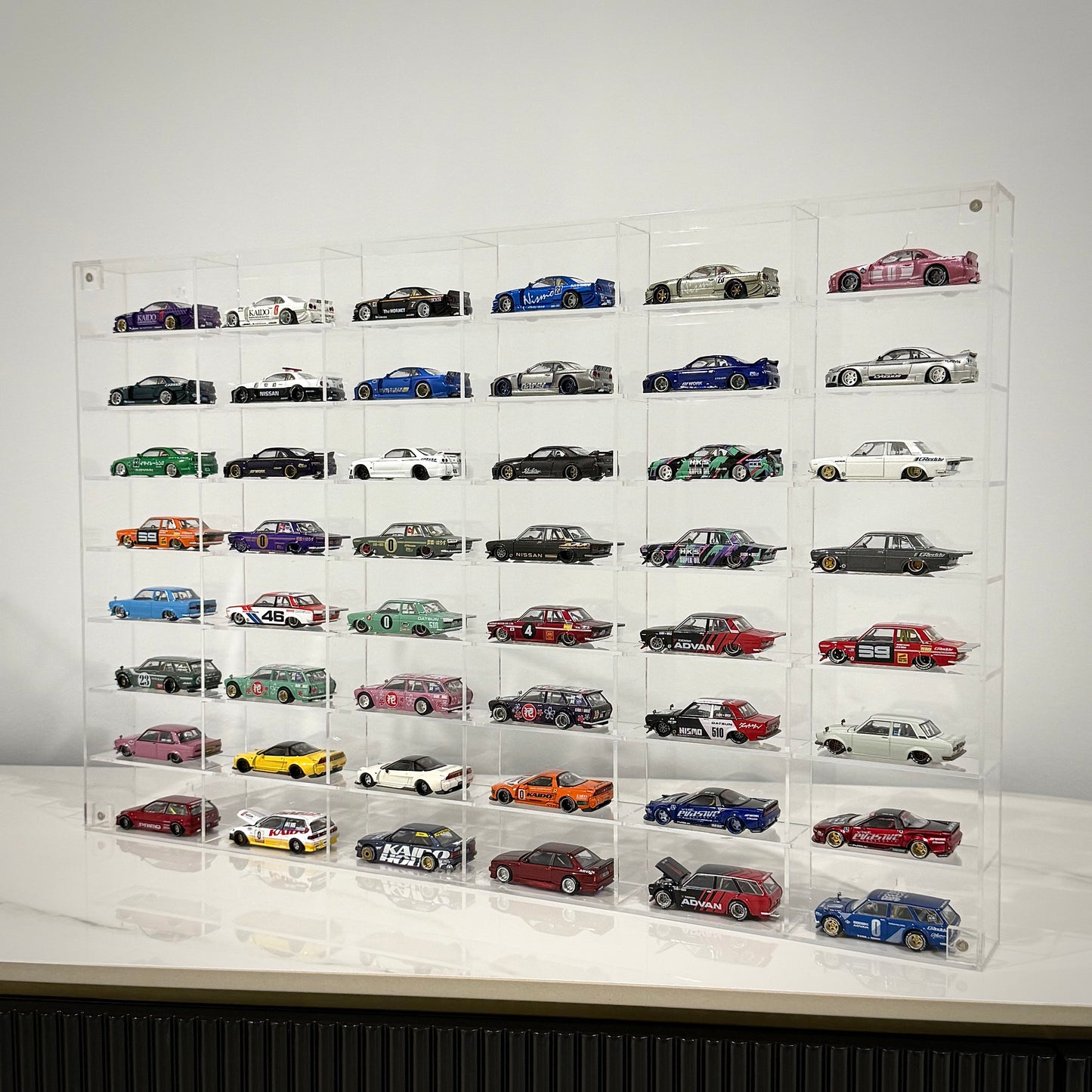 (PRE-ORDER) Premium Acrylic Display Case (Fits 48 Cars) Wall-Mount ready for Hotwheels & Diecast