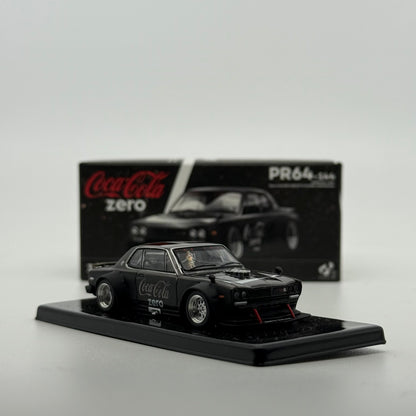 Nissan Skyline GT-R V8 (Hakosuka) Coca Cola Zero Black Chrome – POP RACE *Loose*