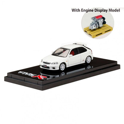 Honda Civic Type R EK9 Championship White w/ Engine Display - Hobby Japan 1/64