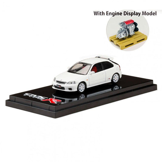 Honda Civic Type R EK9 Championship White w/ Engine Display - Hobby Japan 1/64