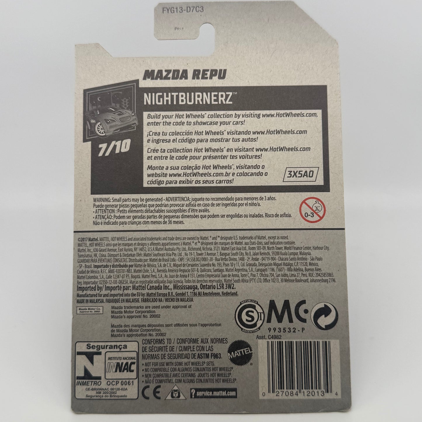 Mazda Repu *STH* Super Treasure Hunt - NightBurnerz 7/10 Hotwheels Mainline 138/250
