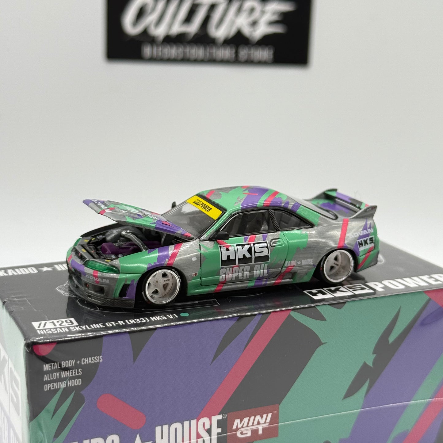 Nissan Skyline GT-R (R33) HKS V1 *RAW CHASE* //129 Kaido House x MiniGT