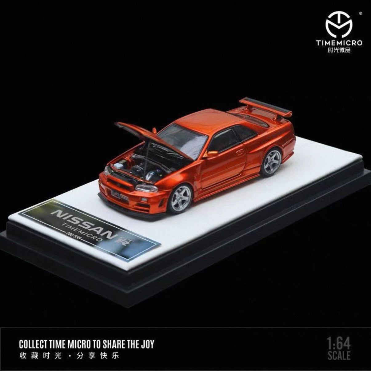 Nissan Skyline R34 GTR - Orange *LIMITED TO 699pcs* TimeMicro 1:64