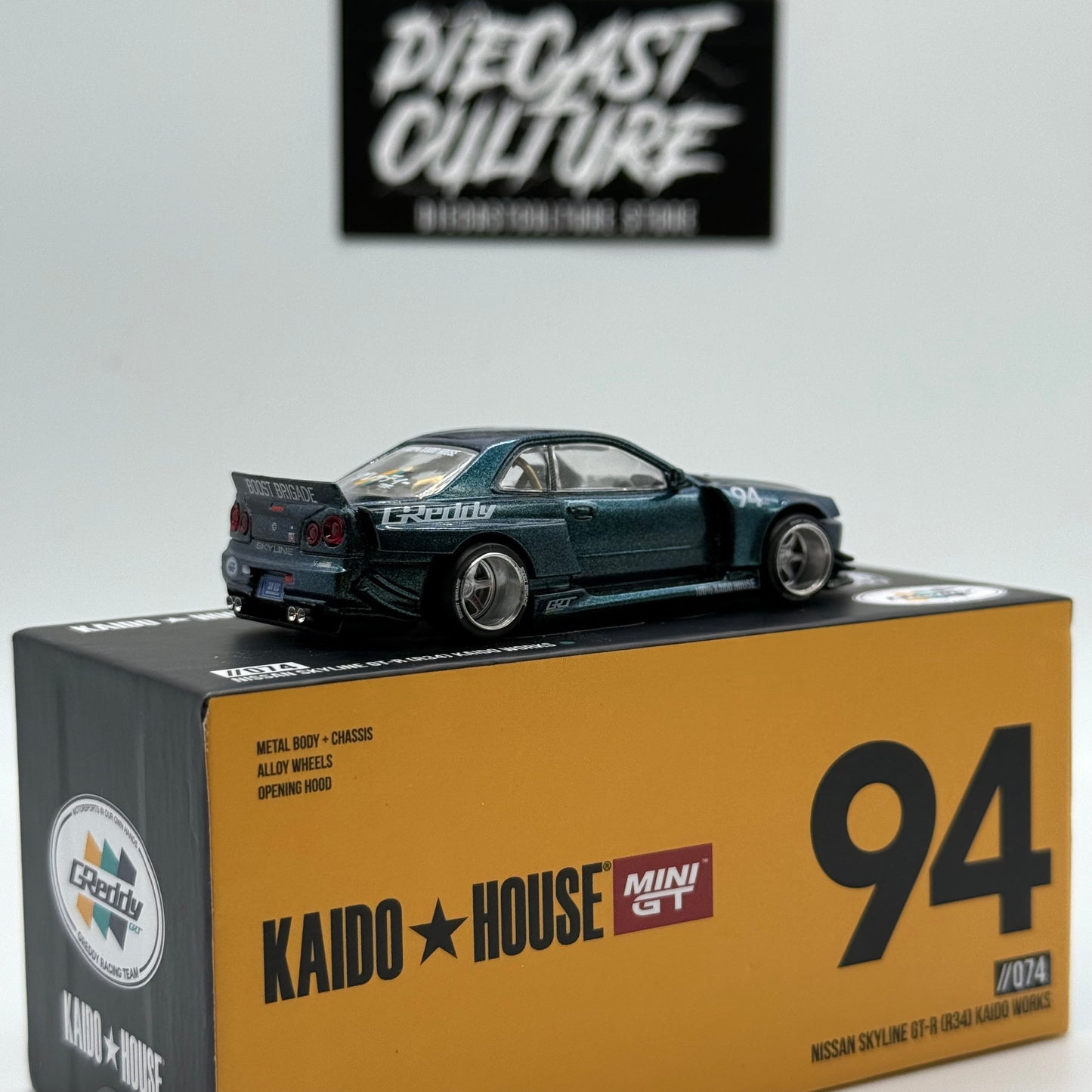 Nissan Skyline GT-R R34 Greddy //074 - Kaido House x MiniGT *Opened*