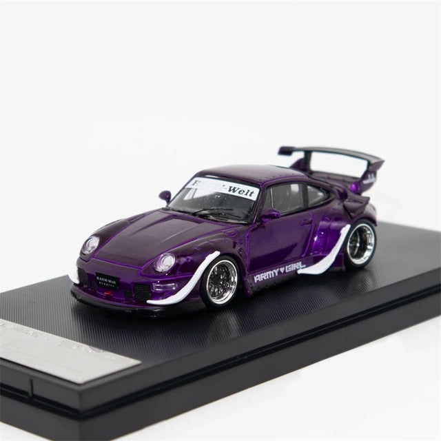 PORSCHE RWB 993 Army Gril purple GT Wing 1:64