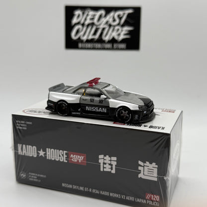 Nissan Skyline GT-R (R34) Kaido Works V2 AERO (JAPAN POLICE) *CHASE* Kaido House x MiniGT