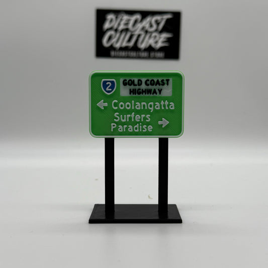 Gold Coast Highway Signage - (Set of 1) Suitable for 1:64 Scale