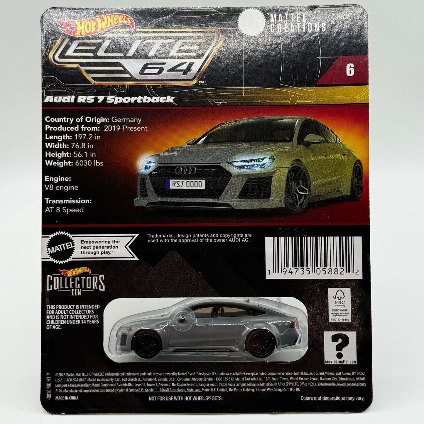 Audi RS 7 Sportback - Elite 64 Hotwheels Collectors