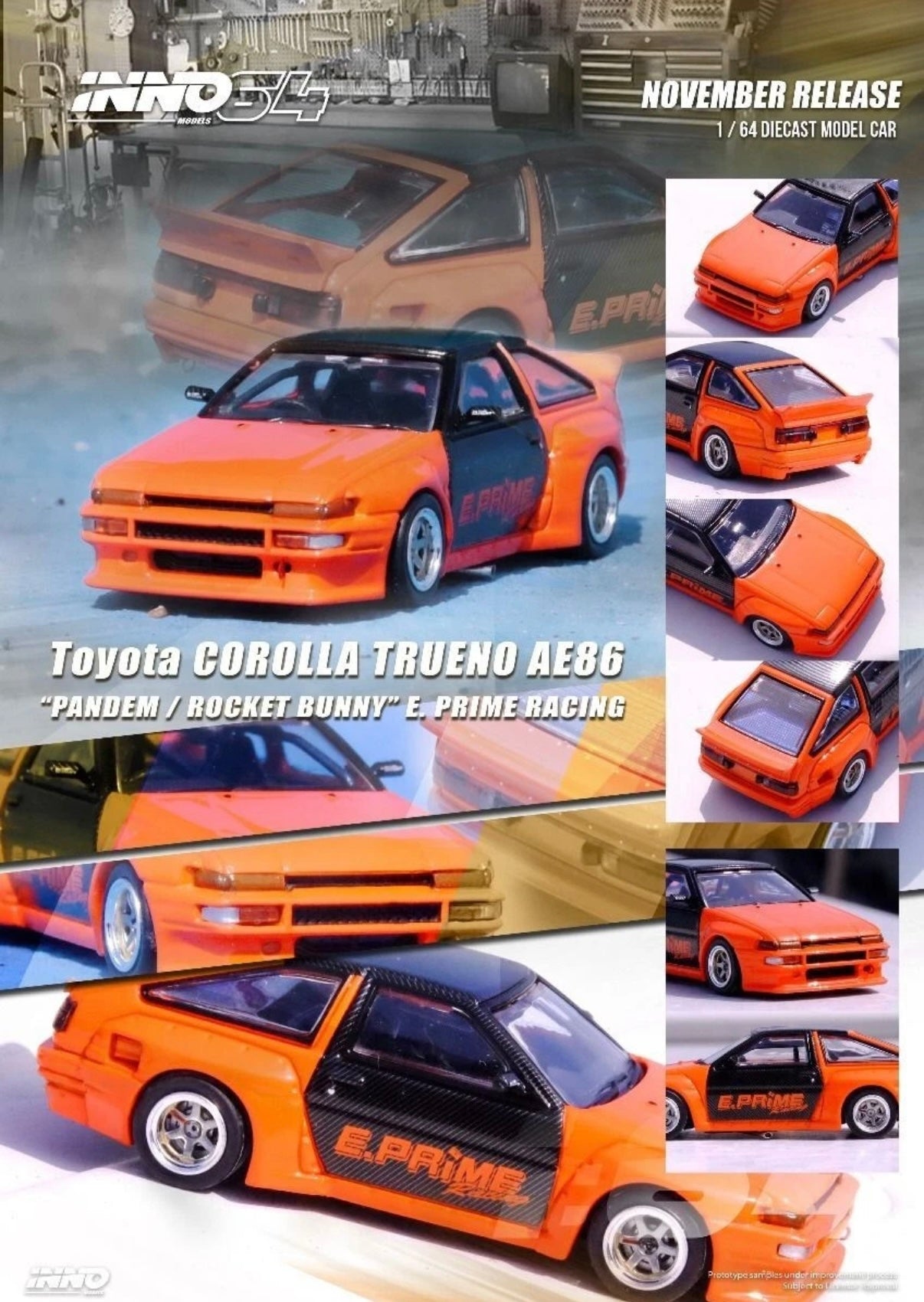 Toyota Corolla AE86 Trueno Pandem / Rocket Bunny" E. Prime Racing" - INNO64