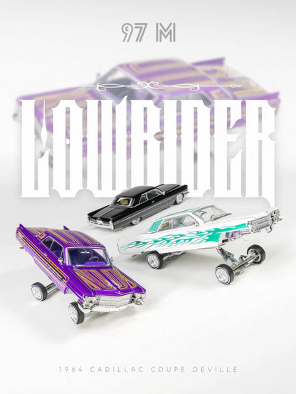 1964 Cadillac Coupe Deville Black - LOWRIDER (Posable) 97m 1:64