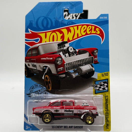 ‘55 Chevy Bel Air Gasser - HW Speed Graphics 1/10 Hotwheels Mainline 204/250 *STICKER ON BACK*