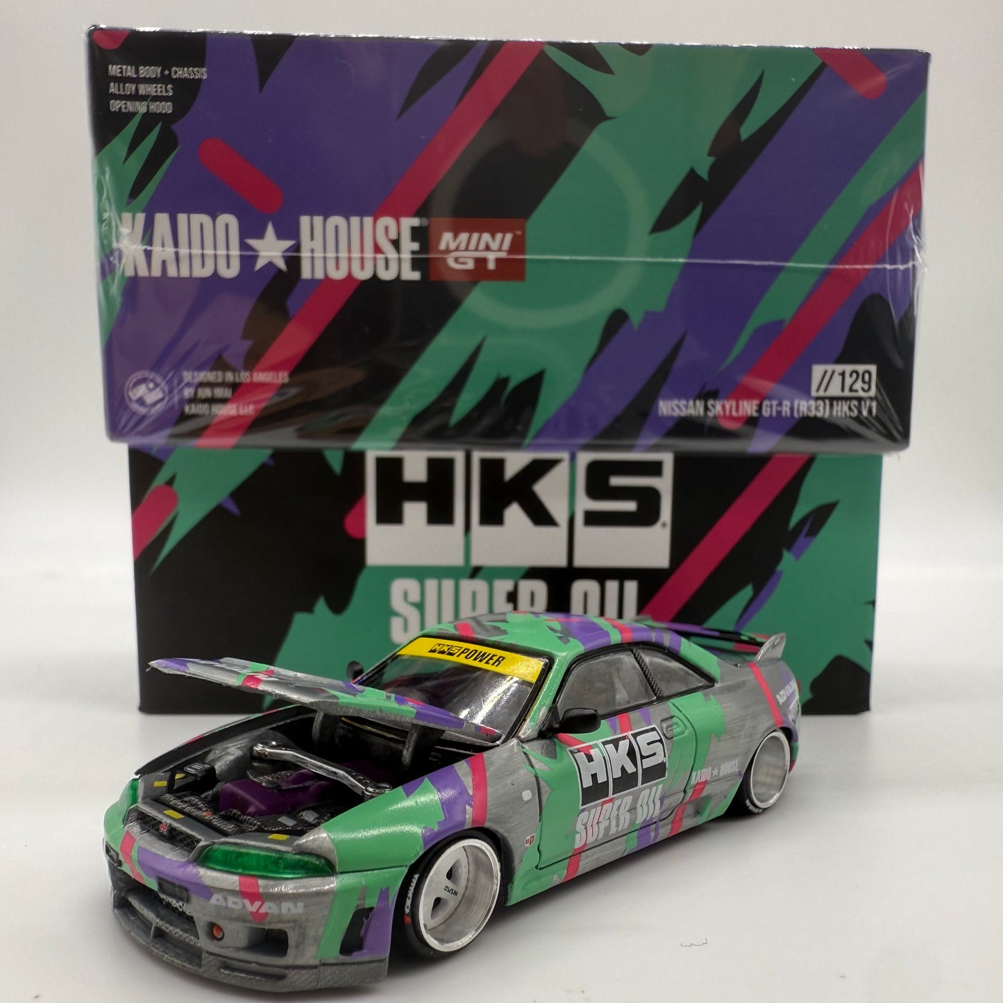 Nissan Skyline GT-R (R33) HKS V1 *RAW CHASE* //129 Kaido House x MiniGT