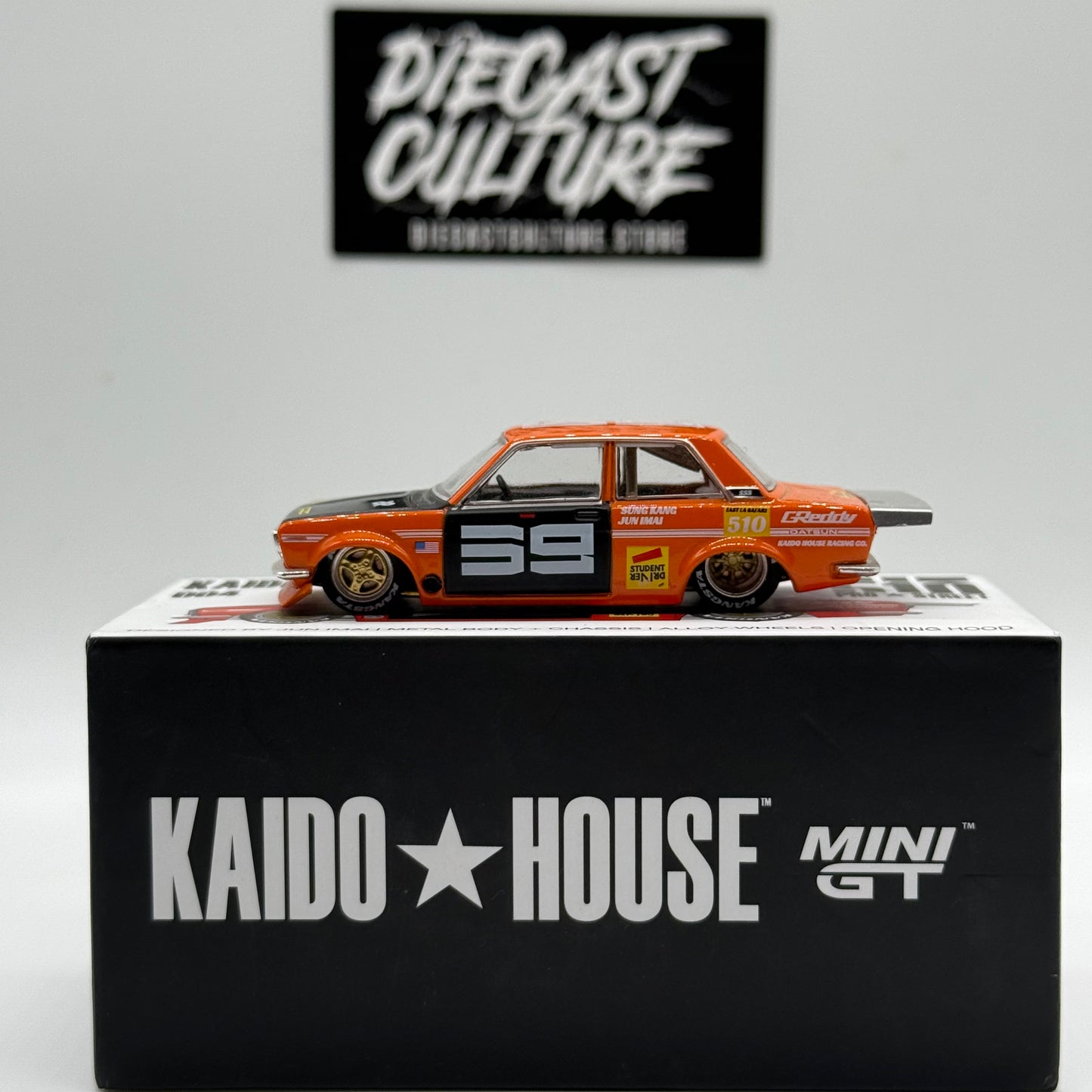 Datsun 510 Pro Street 004 Orange - Kaido House x MiniGT *Opened*