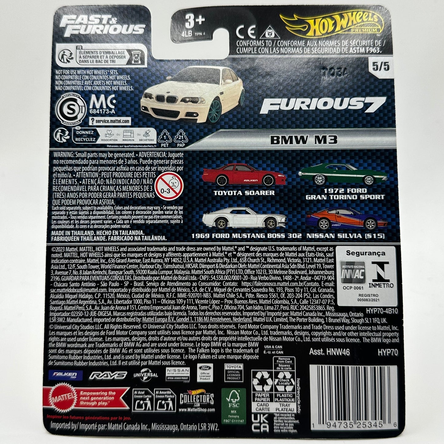 BMW M3 FAST & FURIOUS 5/5 Hotwheels Premium