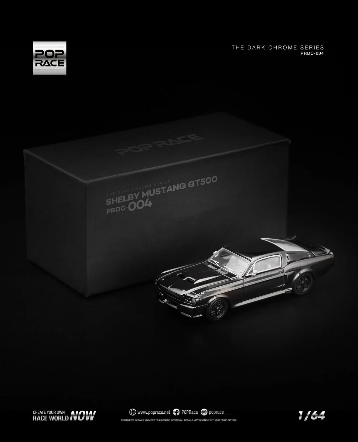 Shelby Mustang GT500 DARK CHROME - Pop Race 1:64