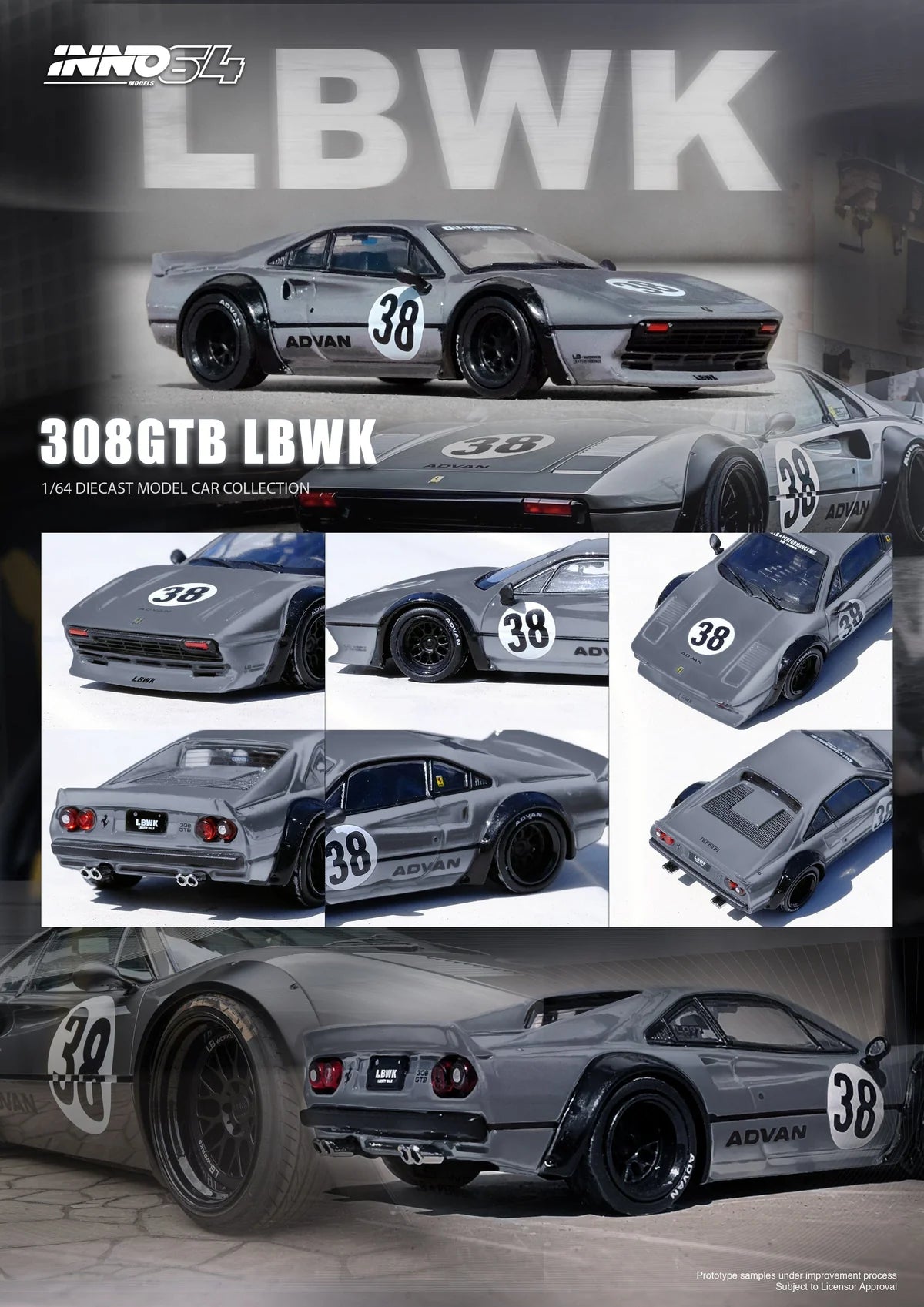 Ferrari 308 GTB Liberty Walk Grey Inno64 1:64