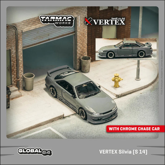 NISSAN SILVIA S14 BY VERTEX GREY - TARMAC WORKS 1:64