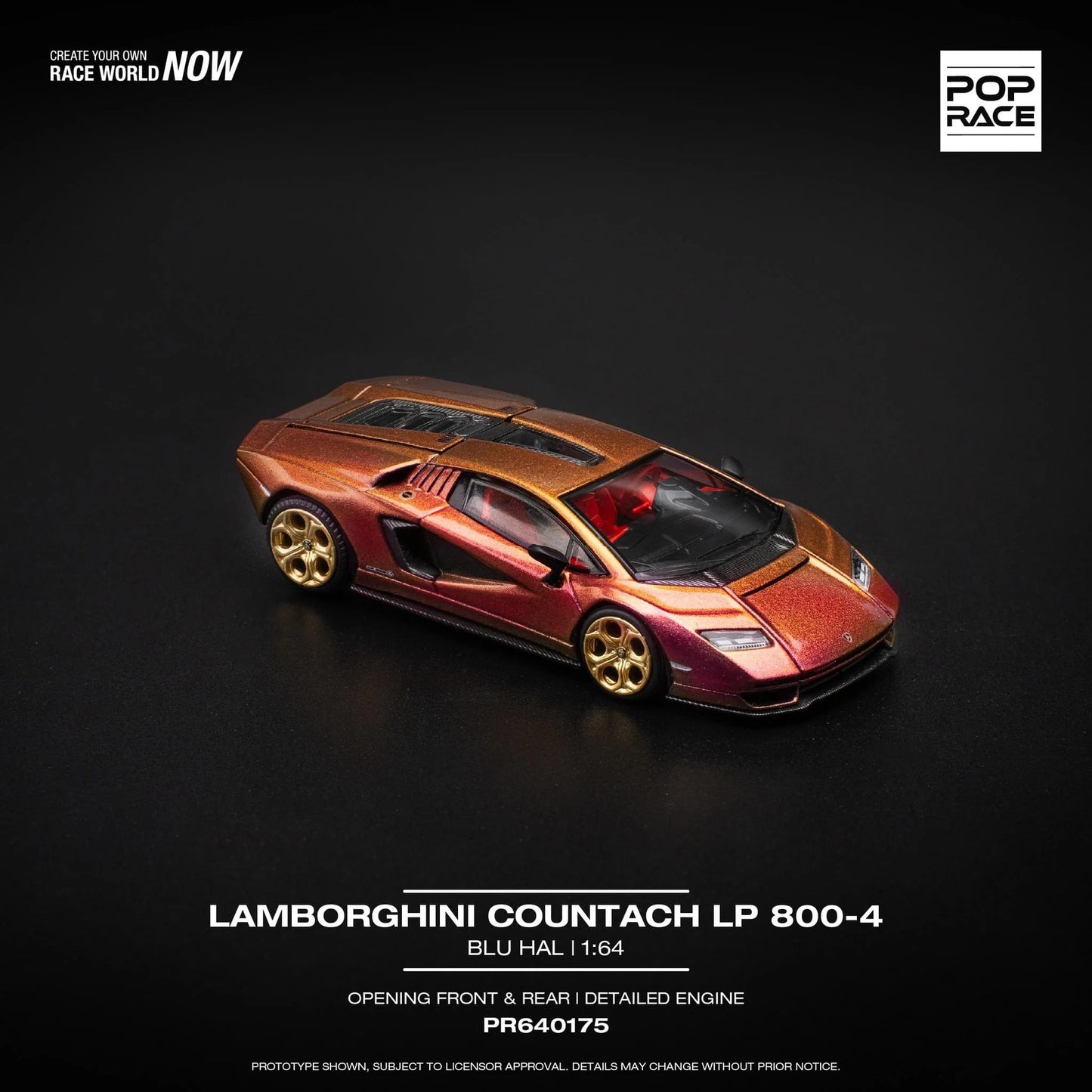 LAMBORGHINI COUNTACH LP 800-4 - BLU HAL ⁠PR640175 POP RACE 1/64