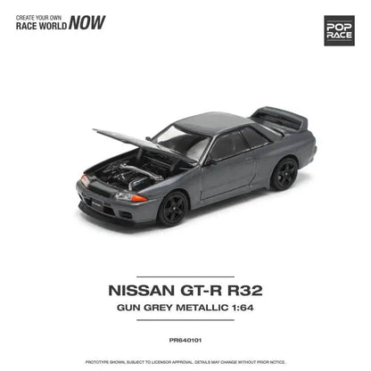 Nissan Skyline GT-R32 GUN GREY METALLIC - Pop Race 1:64