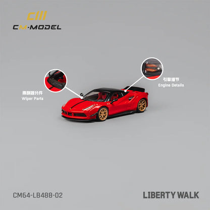 FERRARI 488 LBWK LIBERTY WALK (RED) CM-MODEL 1:64