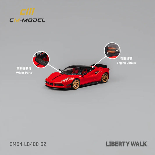 FERRARI 488 LBWK LIBERTY WALK (RED) CM-MODEL 1:64
