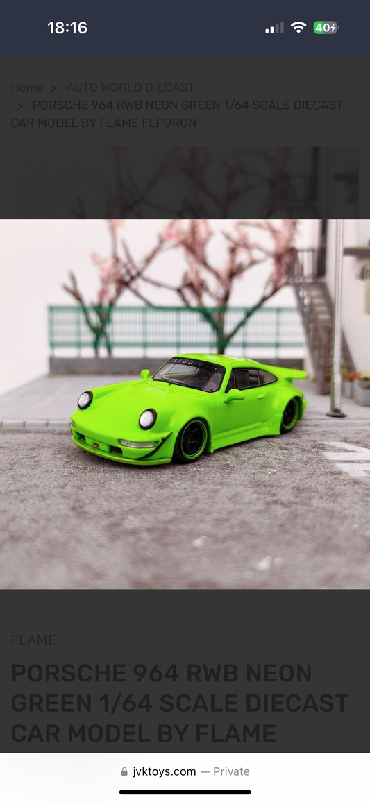 PORSCHE 964 RWB (NEON GREEN) ONLY 299pcs MADE - 1/64