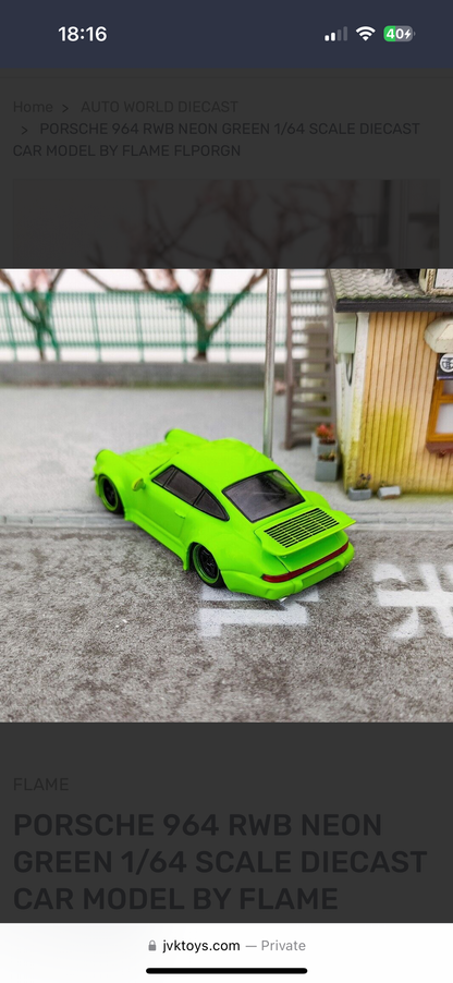 PORSCHE 964 RWB (NEON GREEN) ONLY 299pcs MADE - 1/64