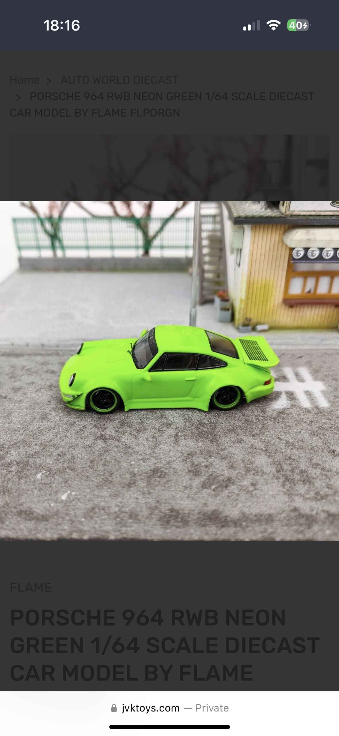 PORSCHE 964 RWB (NEON GREEN) ONLY 299pcs MADE - 1/64