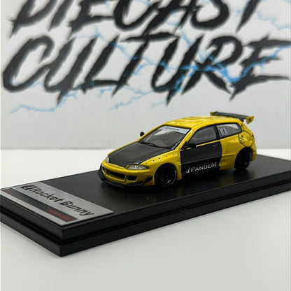 HONDA EG6 ROCKET BUNNY PANDEM YELLOW 1:64 Scale