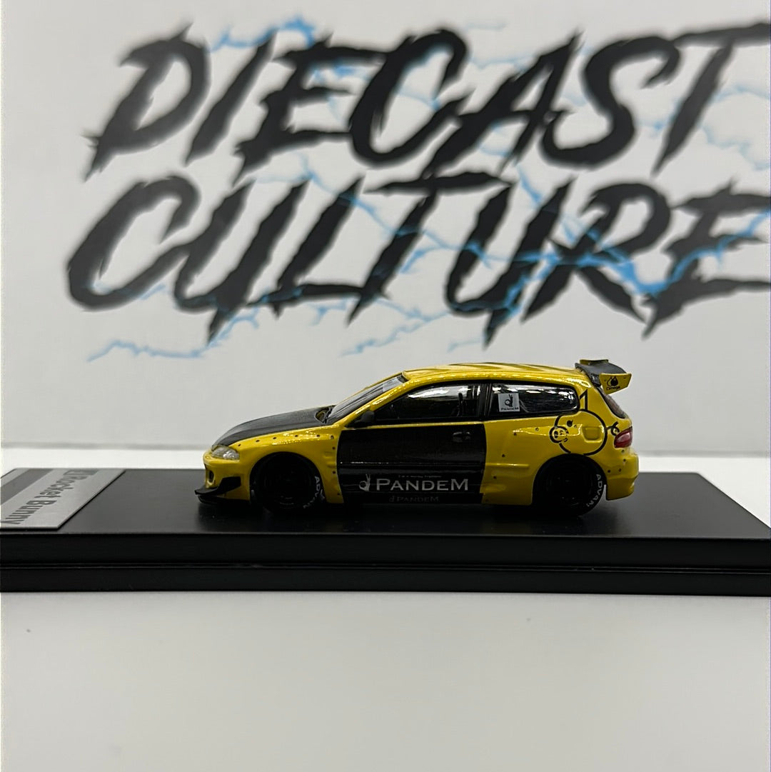 HONDA EG6 ROCKET BUNNY PANDEM YELLOW 1:64 Scale