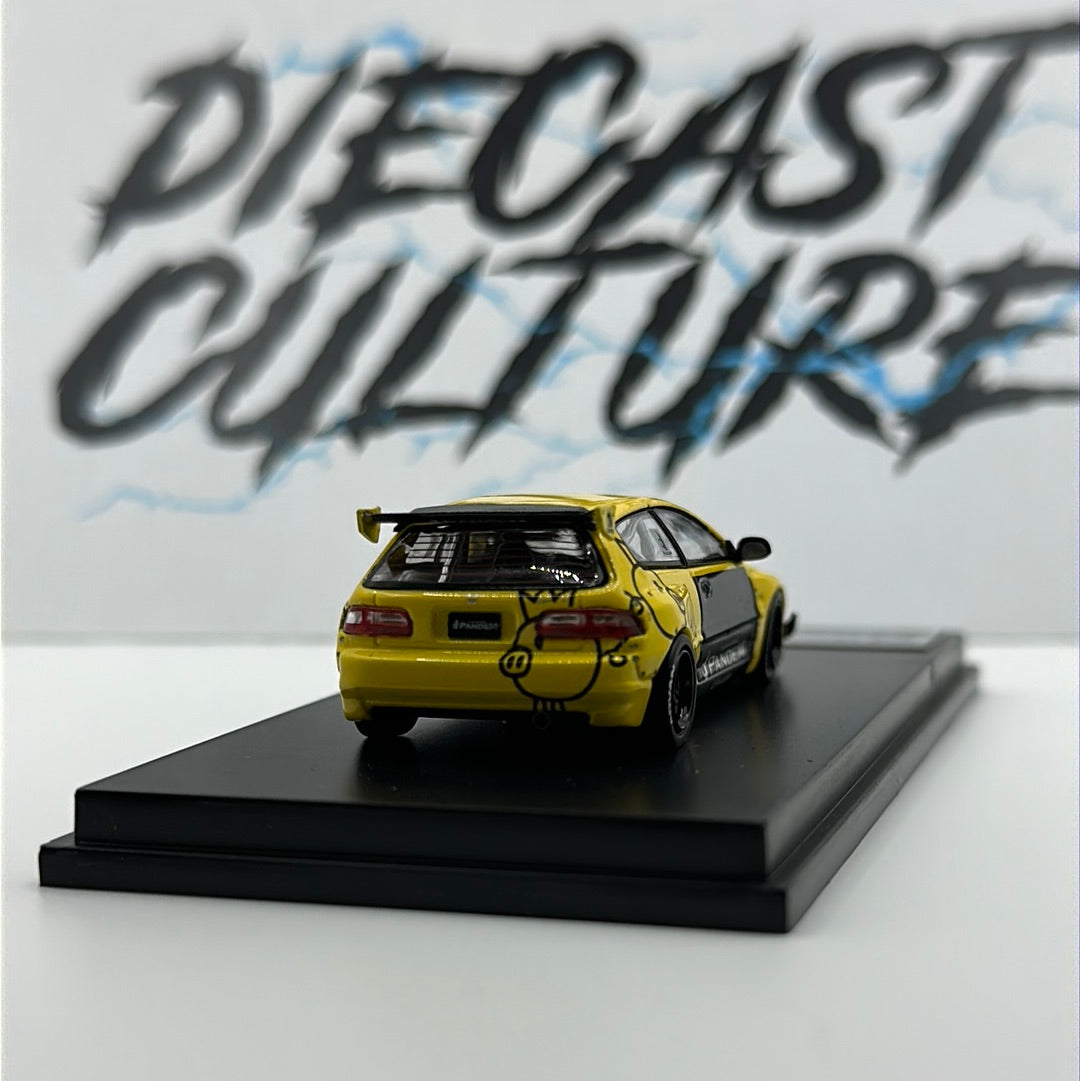 HONDA EG6 ROCKET BUNNY PANDEM YELLOW 1:64 Scale