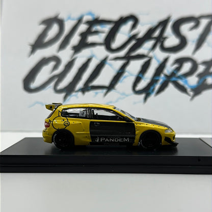 HONDA EG6 ROCKET BUNNY PANDEM YELLOW 1:64 Scale