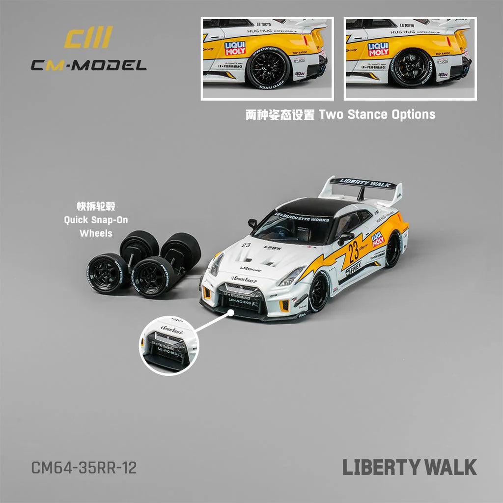 NISSAN R35 LBWK GT35RR SUPER SILHOUETTE #23 (WHITE/YELLOW) CM-MODEL 1:64