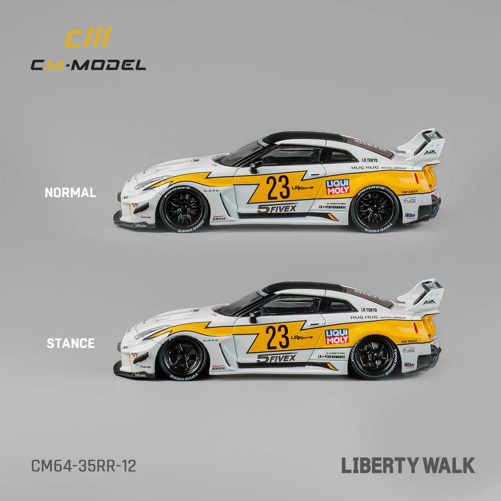 NISSAN R35 LBWK GT35RR SUPER SILHOUETTE #23 (WHITE/YELLOW) CM-MODEL 1:64